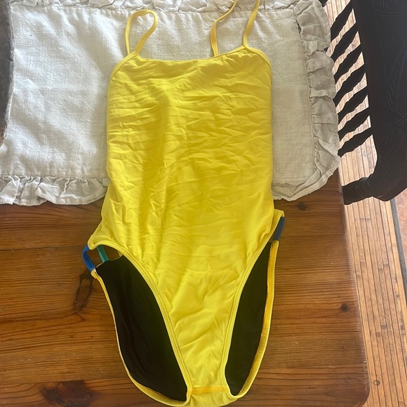 Jolyn Clothing Swim Rare Yellow Jolyn Suit With Rainbow Details